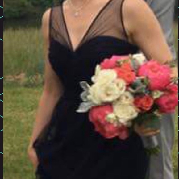 NAVY BLUE Amsale bridesmaid prom tulle dress sz 4 - Picture 5 of 7